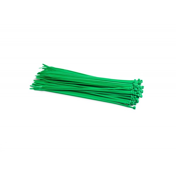 Barevné PVC stahovací pásky balení 100 ks, barva zelená, rozměr 300 x 3,6 mm
