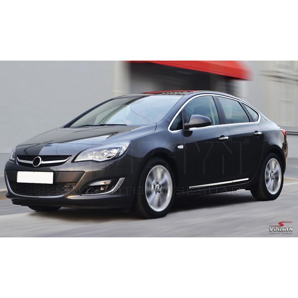 Nerez + ABS lišty dveří Opel Astra J Sedan