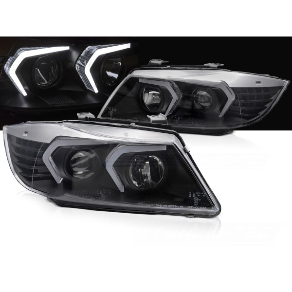 BMW E90/E91 2005-2008 - přední LED světla ČERNÁ