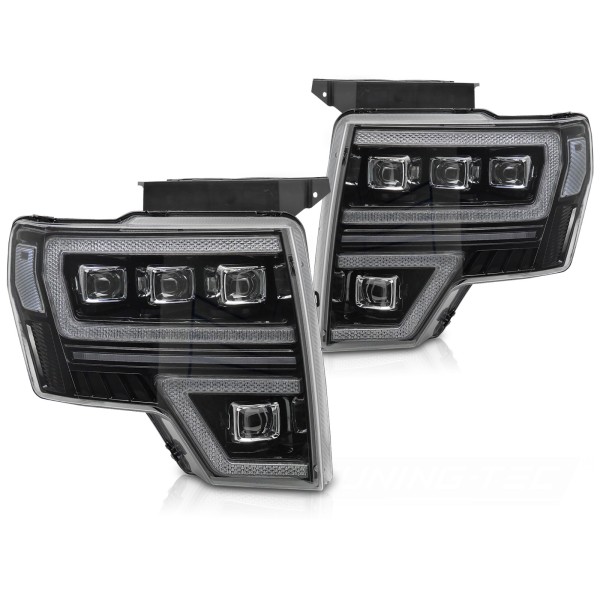 FORD F150 MK12 2008-2014 - přední světla FULL LED černá DRL SEQ