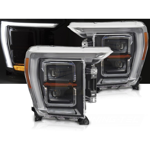 FORD F150 MK14 2020-2023 - přední světla FULL LED černá DRL SEQ