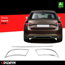 Nerez rámečky koncovek výfuku se středovou lištou Škoda Superb III FL