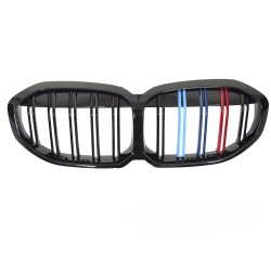 BMW řady 1 F40 2019-2024 - Přední maska SPORT DOUBLE BAR černá lesklá s trikolórou