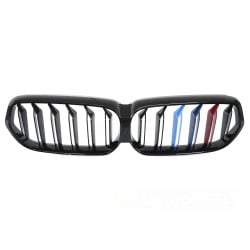 BMW G32 LCI 2020-2023 - Přední maska černá lesklá double bar s trikolórou