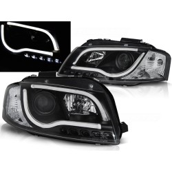 Audi A3 8P 03-08 - přední černé světla s LED TUBE LIGHTS