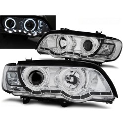 BMW X5 E53 99-03 - přední chrom světla ANGEL EYES CCFL a LED svícením pro xenon