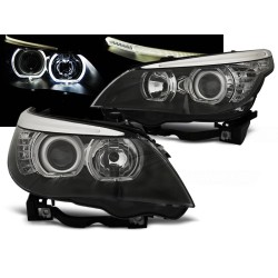 BMW E60/E61 03-07 - přední černá světla s ANGEL EYES LED