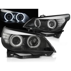 BMW E60/E61 03-07 - přední černá světla s ANGEL EYES CCFL  a LED blinkrem