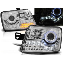 FIAT PANDA 03-12 - přední chrom světla ANGEL EYES s LED svícením a LED blinkrem