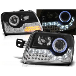 FIAT PANDA 03-12 - přední černá světla ANGEL EYES s LED svícením a LED blinkrem