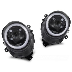 Mini Cooper F55/F56/F57 2014-2017 - přední světla TUBE ČERNÁ LESKLÁ DRL