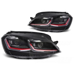 Volkswagen Golf VII 2013-2017 - Přední LED světla s červenou linkou SEQ