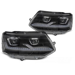 Volkswagen T5.1 2010-2015 - Přední světla FULL LED černá s chromem SEQ DRL