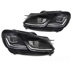 Volkswagen Golf VI 2008-2012 - Přední světla FULL LED STŘÍBRNÁ DRL SEQ